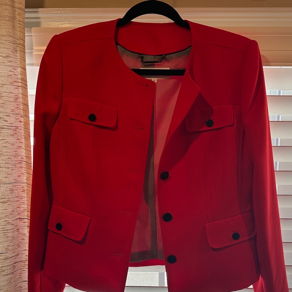 Calvin Klein Red Open-Front Tailored Jacket